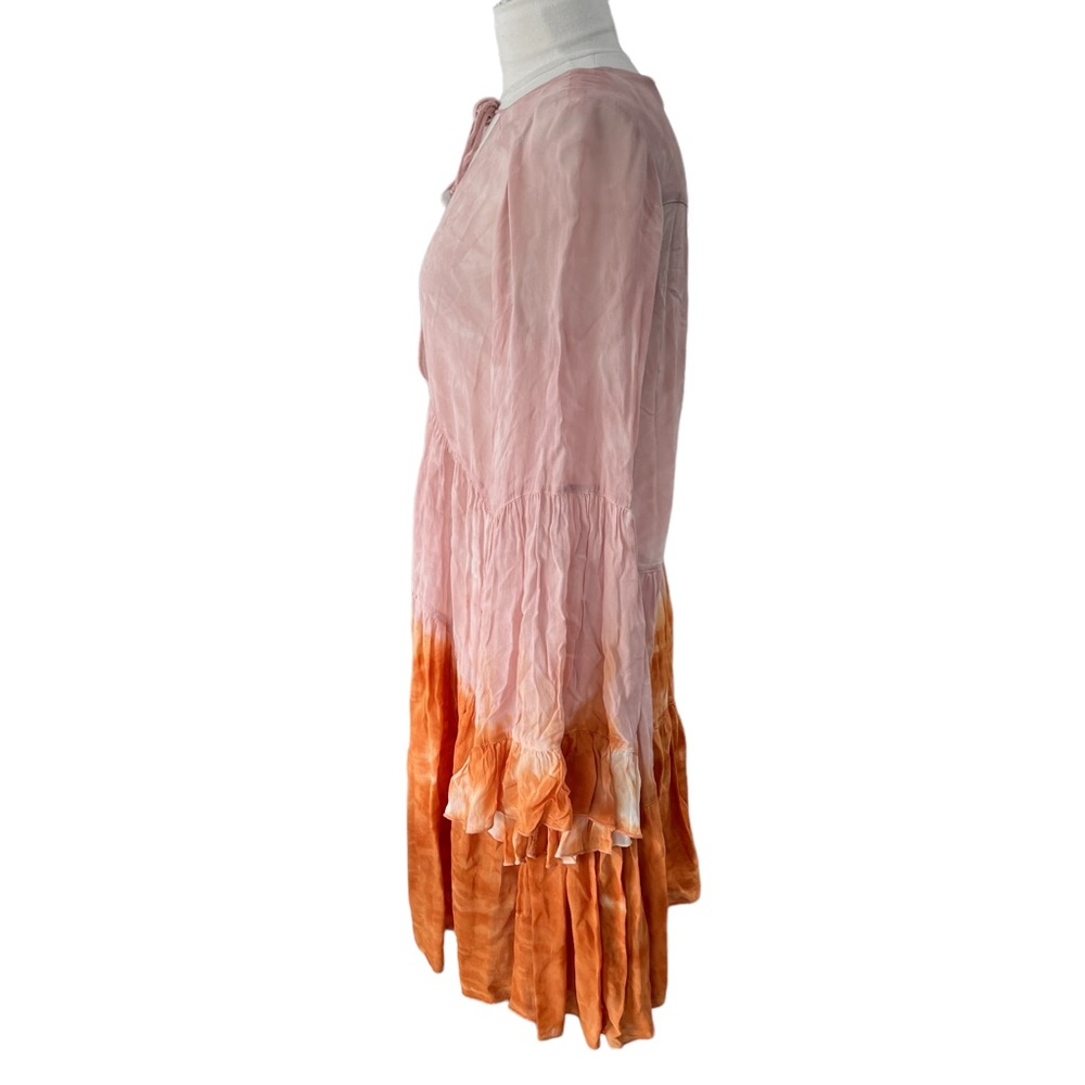 YOUNG FABULOUS & BROKE Lightweight Tie Dye Dress Bell Sleeve Size Small - Picture 7 of 10